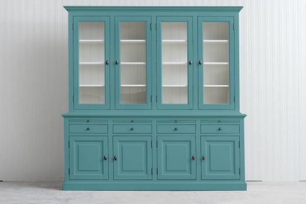 Landelijke Buffetkast Bo 2x4-deuren 4-laden Pastel-turquoise.