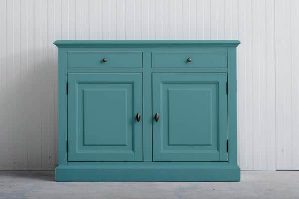 Landelijk dressoir Bo 2-deuren 2-laden Pastel-turquoise.