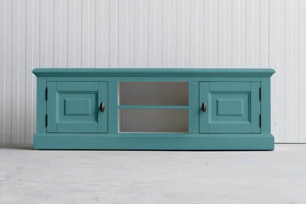 Landelijk Tv-meubel Bo 2-deuren 2-open vak Pastel-turquoise.