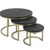 Sidetable set van 3 - zwart/goud