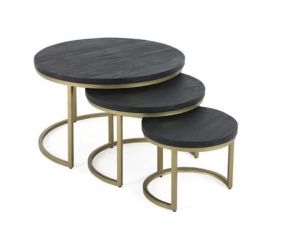 Sidetable set van 3 - zwart/goud