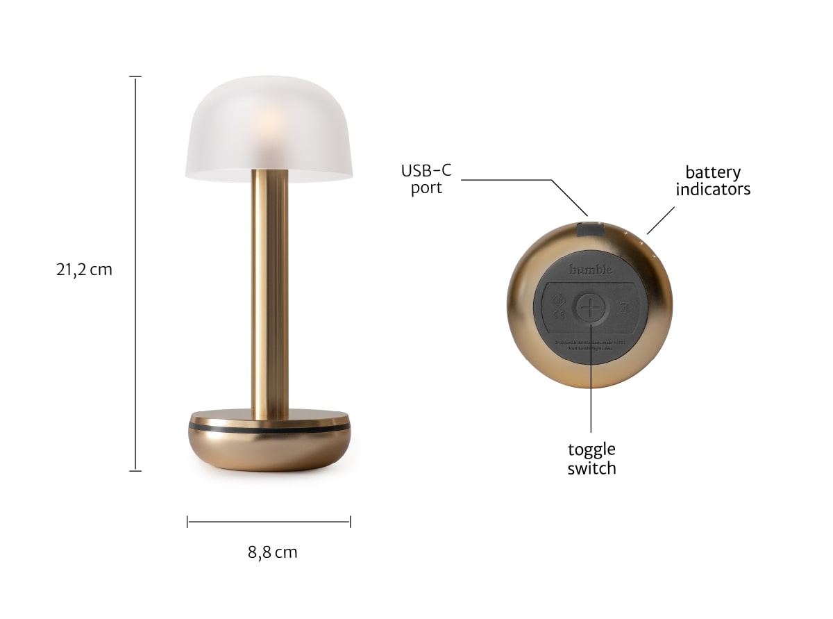 Humble - Two table light Gold rookglas