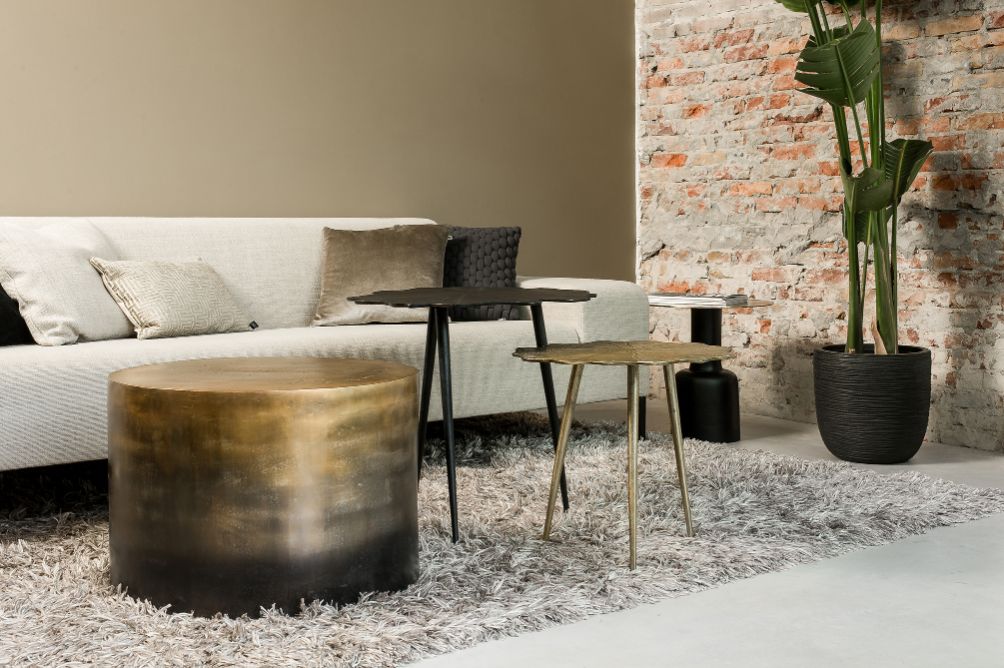 Moods collection - Ronde tafel antique goud&mat zwart aluminium