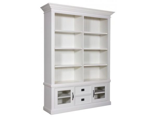 Landelijke Boekenkast Orlando glazen deurtjes 2-deuren 2-laden Landelijke Boekenkast Orlando glazen deurtjes 2-deuren 2-laden