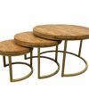 Sidetable set van 3 - naturel/goud